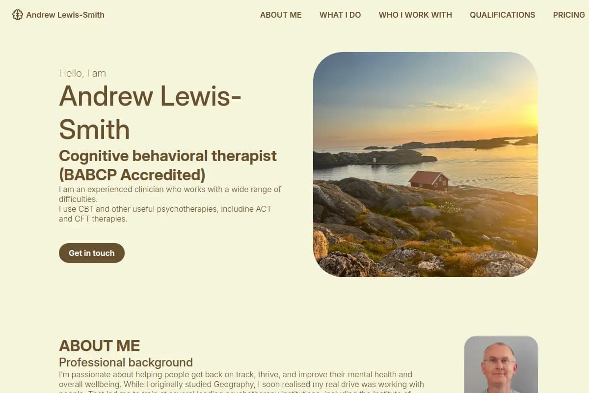 Lewis-Smith Therapy website screenshot