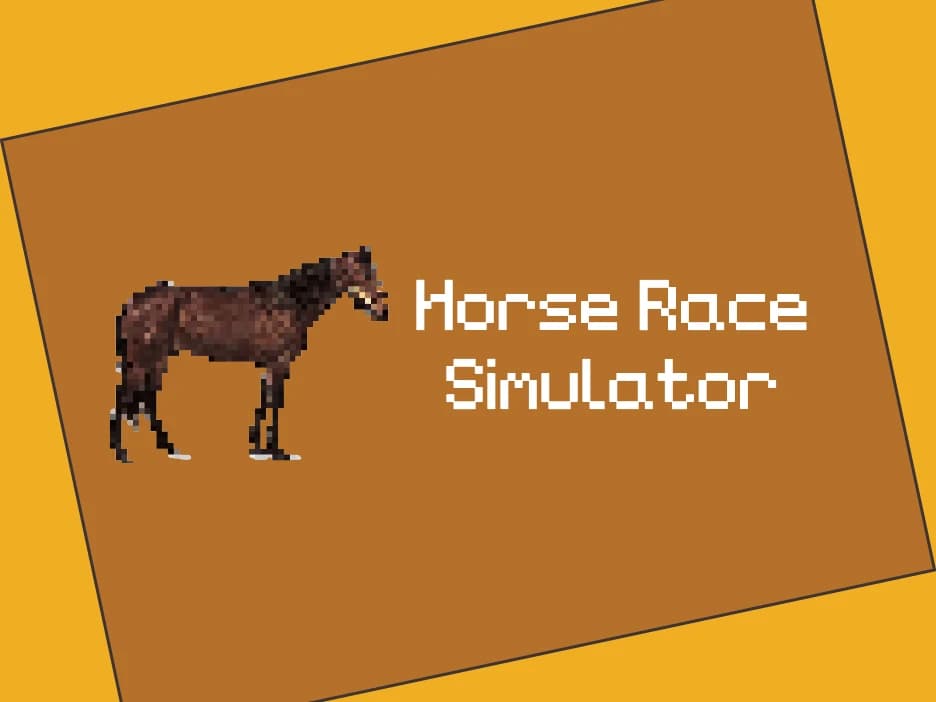 Horse Race Simulator logo, a stylized horse head with a racing flag behind it